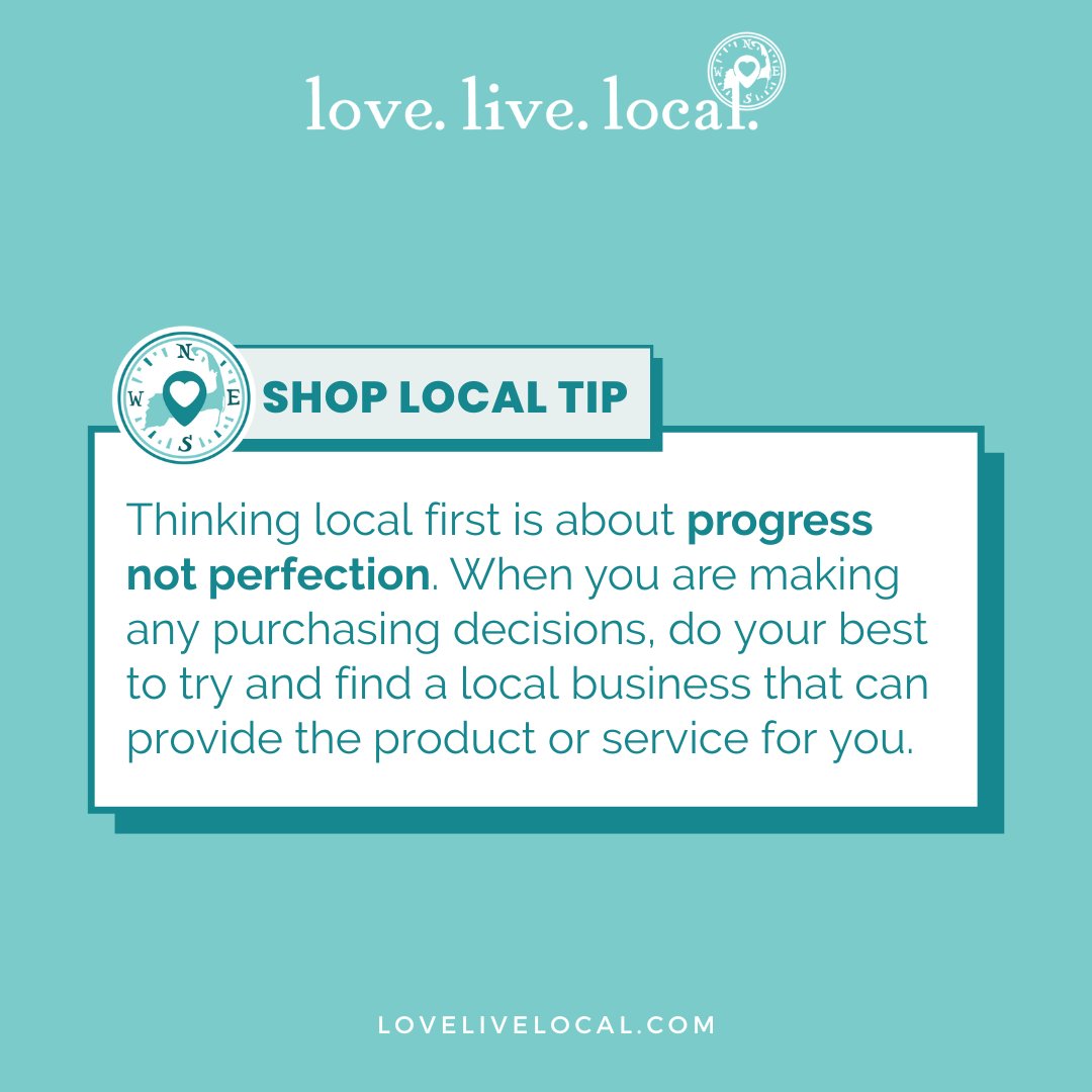 Thinking local first is about progress not perfection. When our making any purchasing decisions, do your best to try and find a local business that can provide the product or service for you. #local #shoplocaltip #tip #thinklocalfirst #lovelivelocal