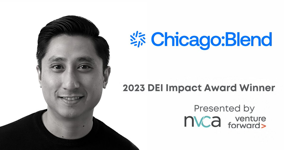Congrats to @thejoeymak, the executive director of @chicago_blend, for receiving @nvca's 2023 #DEI Impact Award, which recognizes for its impact toward advancing equity and #DEI in #venture. HPA is a proud sponsor & we'll continue to champion their work. bit.ly/3nrAN66