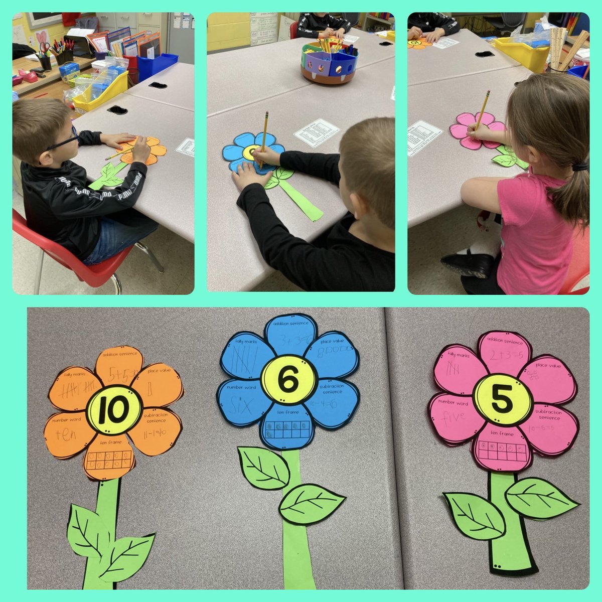 MissCharowsky's tweet image. We practiced showing a number in different ways.  Math helps us BLOOM!
#mathisawesome @CCSPrincipal