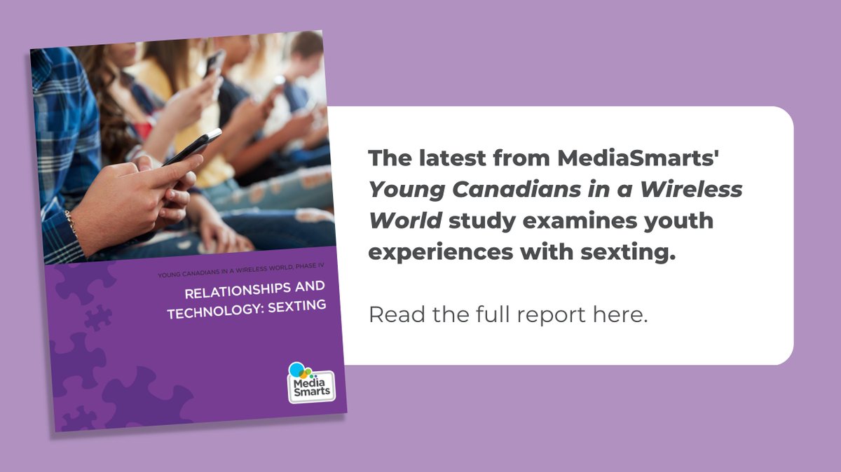 MediaSmarts's tweet photo. As part of our Young Canadians in a Wireless World study, we asked youth in Grades 7 to 11 about their experiences with sexting. Read the infographic and report on our website to find out more: https://t.co/bHYlqHxEVR
#ycww https://t.co/g53tXuYcZJ