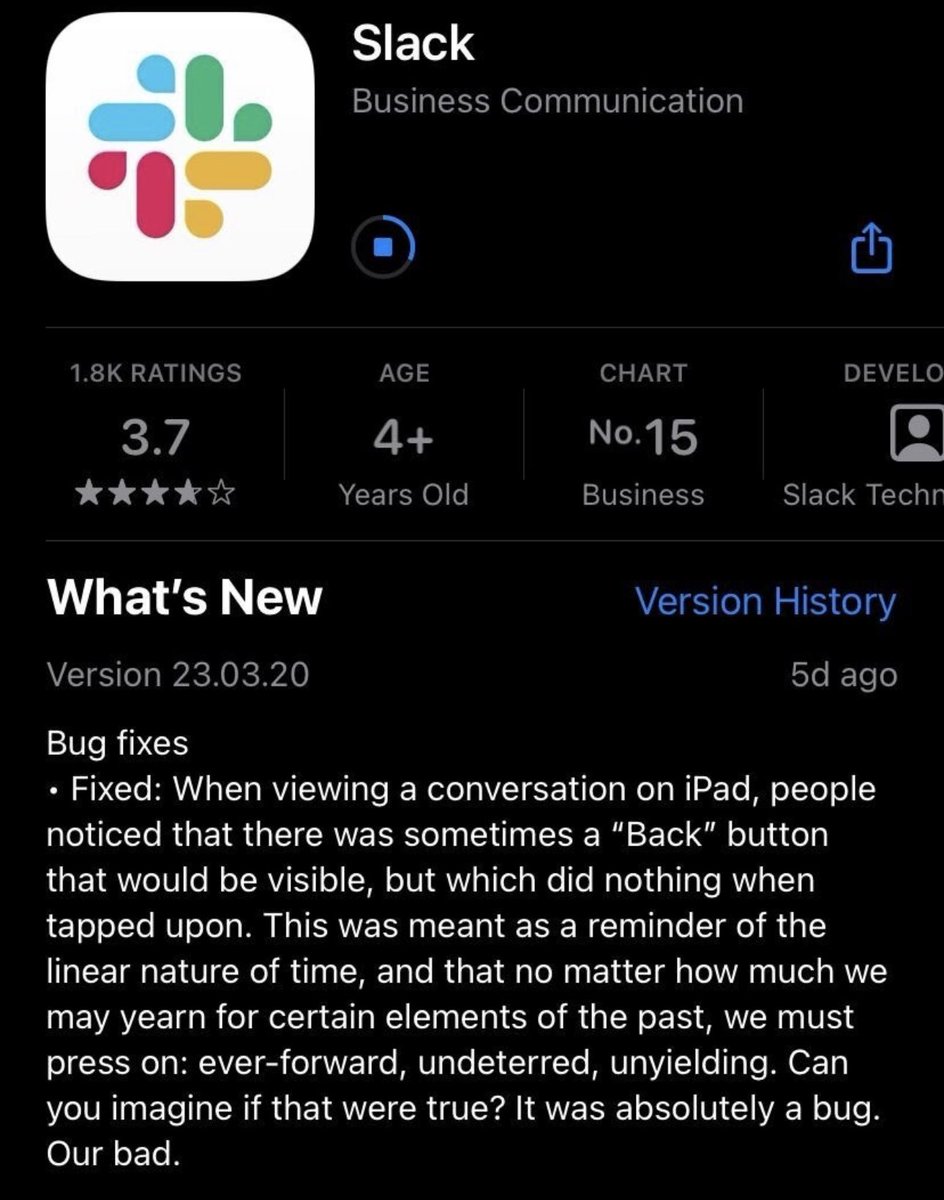 Slack has the best bug fixes