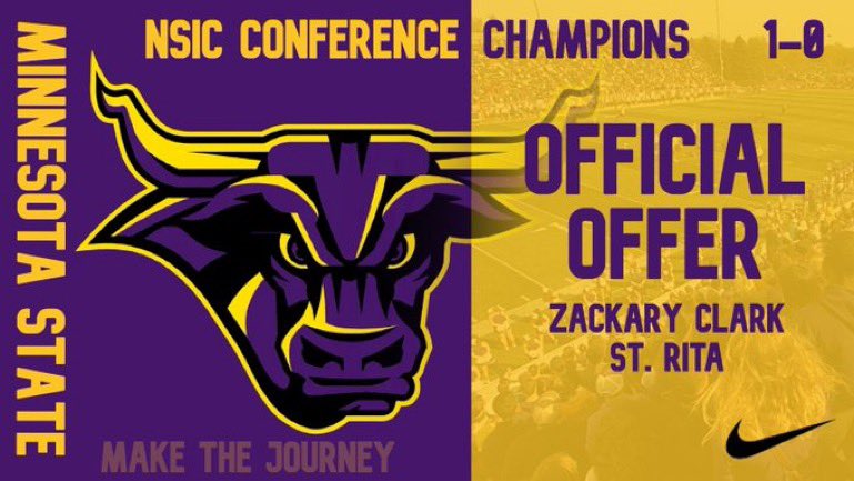 Zack8Clark's tweet photo. I am truly blessed to announce that I have received my first offer from @MinnStFootball 🟣🟡 @CoachJackson32 https://t.co/m6ZRTm2JOI
