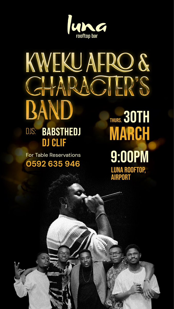 On Thursdays, we party at Luna. Don’t miss out on good energy and vibes, come out let’s have some fun. See you soon🥂

#LunaRooftopBar #rooftopbar #nightlife #accra #ghana