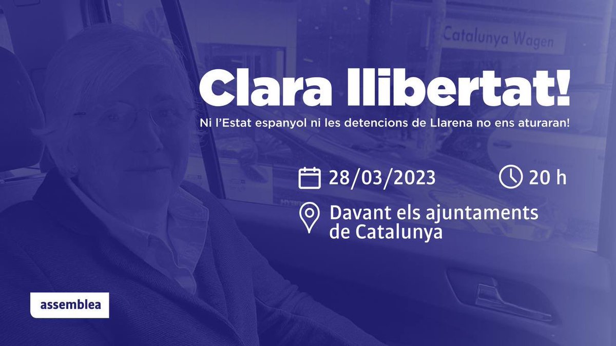 ⁦<a href="/assemblea/">Assemblea Nacional Catalana</a>⁩:

⬛️⬜️🔊 CONCENTRACIÓ ARREU DEL TERRITORI 

📍A les 20 h tothom davant els ajuntaments de cada poble i ciutat. Donem suport a la Clara Ponsatí i defensem la seva llibertat! 

Independència ja!