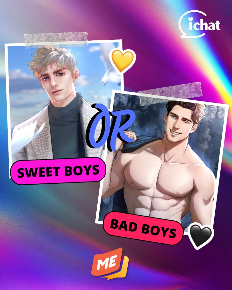 myescapegameapp's tweet photo. Are you into sweet guys who will bring you flowers and hold your hand on long walks? Or do you prefer bad boys who keep you on your toes and give you a thrill?

Reply  "💛" for sweet guys and "🖤" for bad ones 😉

#MyEscape #interactivegame #rather https://t.co/SnTnceHw6H