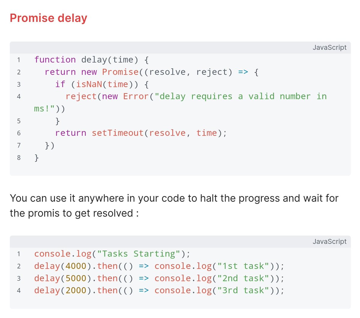 Inkioonki's tweet image. Do you have a utility library in your #javascript toolbox?
I've created a library that I'm using in all my projects. One of the tools is an asynchronous #delay function which I call it a promis delay.
Stay tuned for more tools from my day to day workflow 🫶
