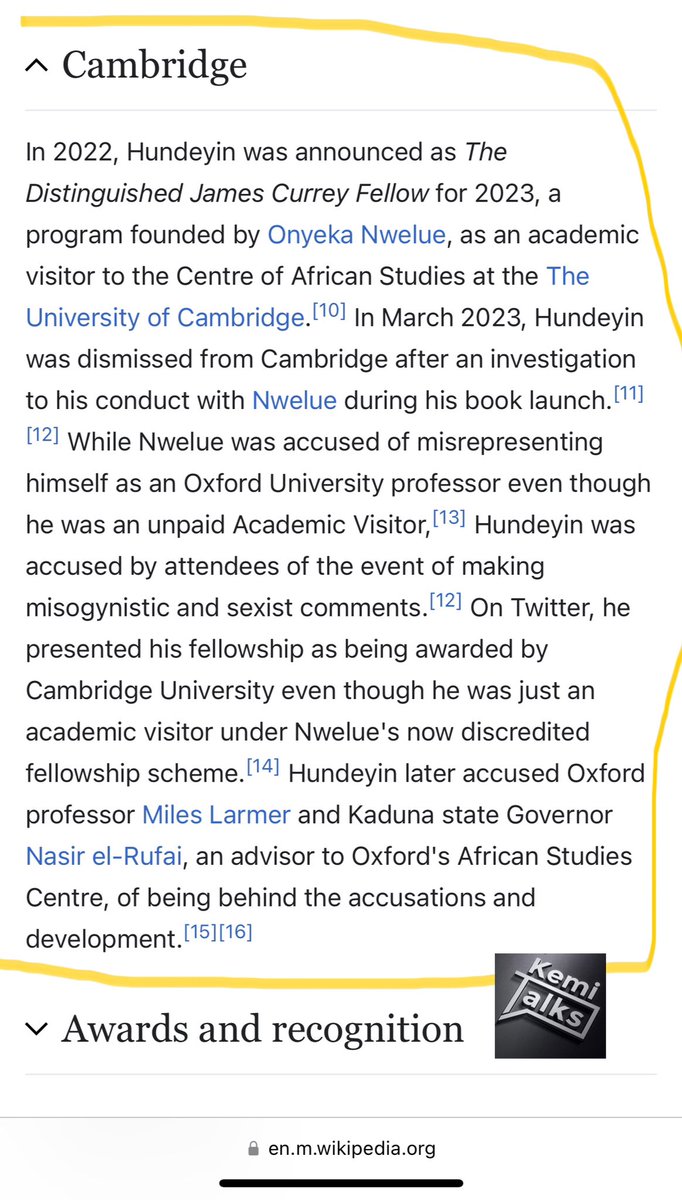 Wikipedia just CAUGHT David Hundeyin altering his Wiki article & they LOCKED 🔒 it. David was trying to eliminate the Oxford and Cambridge universities DISMISSAL PART. He edited the “Dismissal from Cambridge” to “Cambridge” but couldn’t get to the article on time😎 #Kemitalks 🇳🇬