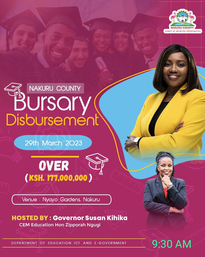 susankihika's tweet image. Let&apos;s meet tommorrow at Nyayo Gardens, Nakuru City from 9:30 AM  for the disbursement of Bursary cheques. 
#KaziKwaMpango
#FocusedOnServiceDelivery