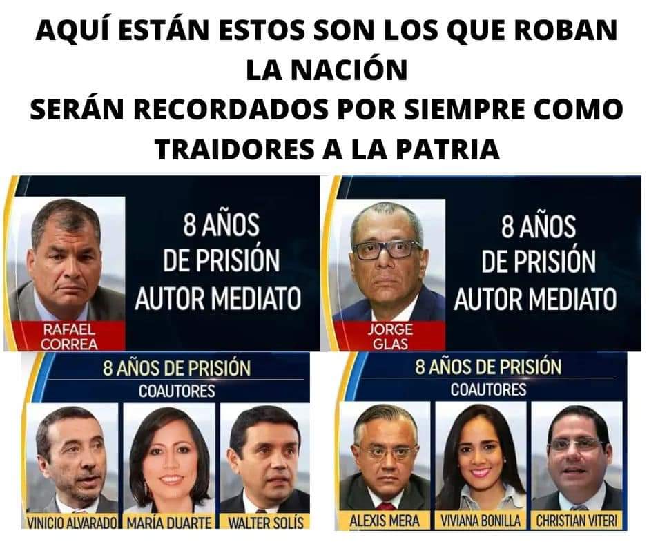 asta0477's tweet photo. Estos son los que destruyeron al pais y sembraron odio y discordia entre ecuatorianos, hoy lamentablemente tenemos un poco de lentejeros que salen a defenderlos.
Vamos a dejar que regresen?
Es hora de unirnos y botarlos para siempre del país. https://t.co/0x3EGKPVxb