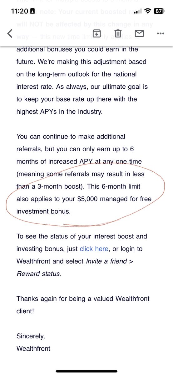 What the hell <a href="/Wealthfront/">Wealthfront</a> ? Way to penalize long term advocates of your platform. Why would you remove promotions that were previously”lifetime”????