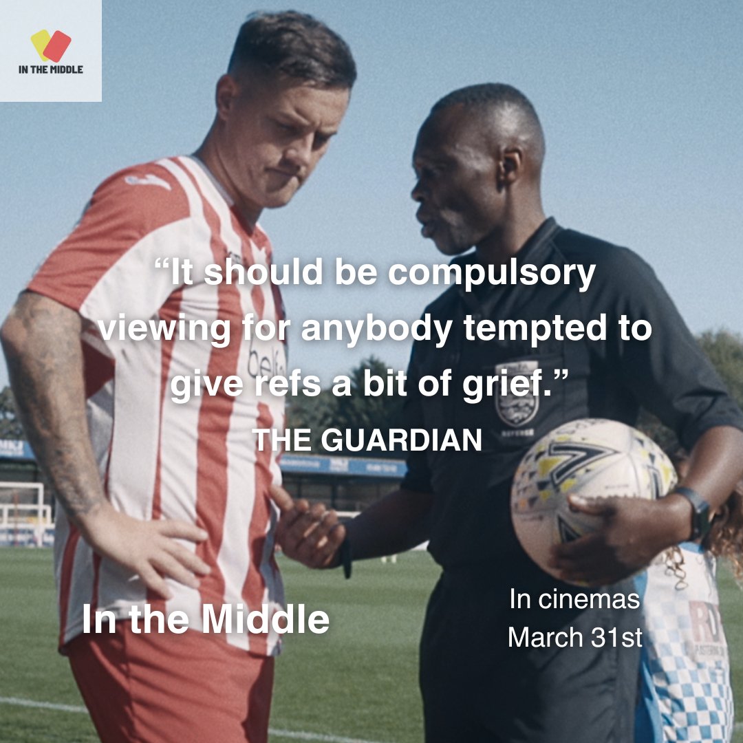 filminthemiddle's tweet image. “It should be compulsory viewing for anybody tempted to give refs a bit of grief.” - The Guardian

To read more: theguardian.com/film/2023/mar/… 

IN THE MIDDLE is in cinemas 31st March and Video On Demand 1st May!

@parkthebusltd 
#inthemiddle #guardian #review #refereefilm