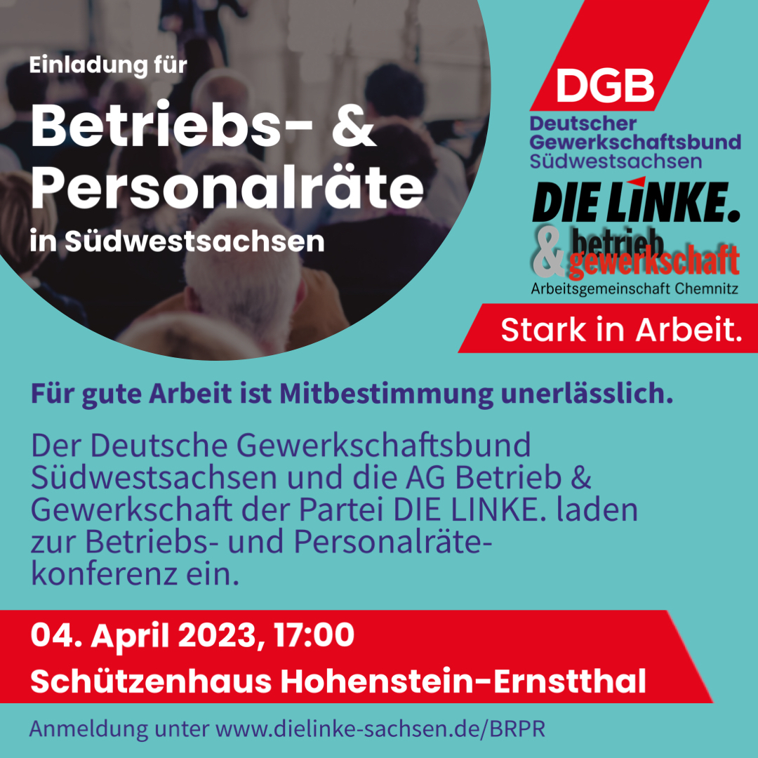 Rico Gebhardt (@ricogebhardt) on Twitter photo Ihr seid herzlich eingeladen an unserer gemeinsamen Veranstaltung teilzunehmen. Die aktuellen Tarifauseinandersetzungen zeigen wie wichtig starke Gewerkschaften und gute Betriebs- & Personalräte sind. Dabei u.a. <a href="/HronR/">Ralf Hron</a> vom <a href="/dgb_sachsen/">DGBSachsen</a> und <a href="/stefanhartlinks/">stefan hartmann</a> von die @linke_sachsen. Ihr seid herzlich eingeladen an unserer gemeinsamen Veranstaltung teilzunehmen. Die aktuellen Tarifauseinandersetzungen zeigen wie wichtig starke Gewerkschaften und gute Betriebs- & Personalräte sind. Dabei u.a. <a href="/HronR/">Ralf Hron</a> vom <a href="/dgb_sachsen/">DGBSachsen</a> und <a href="/stefanhartlinks/">stefan hartmann</a> von die @linke_sachsen.