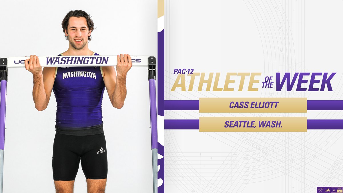 🏅 With the top time in the NCAA thus far in the 400-meter hurdles, Cass Elliott is the @pac12 𝐌𝐞𝐧'𝐬 𝐓𝐫𝐚𝐜𝐤 𝐀𝐭𝐡𝐥𝐞𝐭𝐞 𝐨𝐟 𝐭𝐡𝐞 𝐖𝐞𝐞𝐤❗️ #GoHuskies