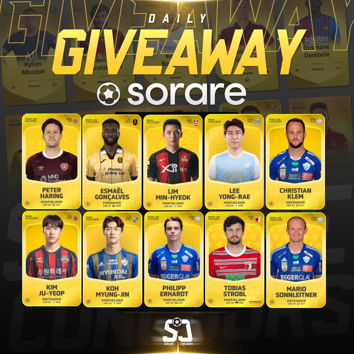 _CaptainHODL's tweet photo. 🎁 CONCOURS SORARE 🎁

10 JOUEURS À GAGNER / 10 GAGNANTS DIFFÉRENTS 

Conditions pour participer: 

- Follow @SorareConcours 
- Retweet ♻️ et Retweet https://t.co/e0ArtXdvtW
- Like ♥️

Fin du concours 29/03 à 20h00

#football #Giveaway #Concours #NFT #crypto #ETH #CryptoGiveaway https://t.co/TTW02xuTY6