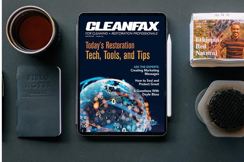 Cleanfaxmag's tweet photo. The Cleanfax March/April 2023 digital issue looks at restoration industry technology, how to pay your dream team, and much more.
https://t.co/Ii8p3rmqkE 

#cleanfax #digital #magazine #restoration #cleaning #business #management https://t.co/PpEAOVipTx