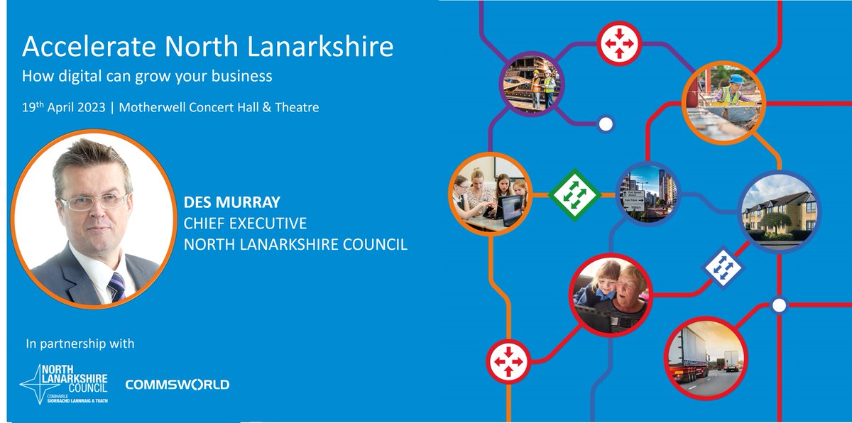 Join our Chief Executive Des Murray on 19 April at Accelerate North Lanarkshire  and take your business to the next level with digital transformation! 

Book your free tickets at ow.ly/mEKr50NtTN4

#BusinessEvent #Networking #AccelerateNorthLanarkshire #Commsworld
