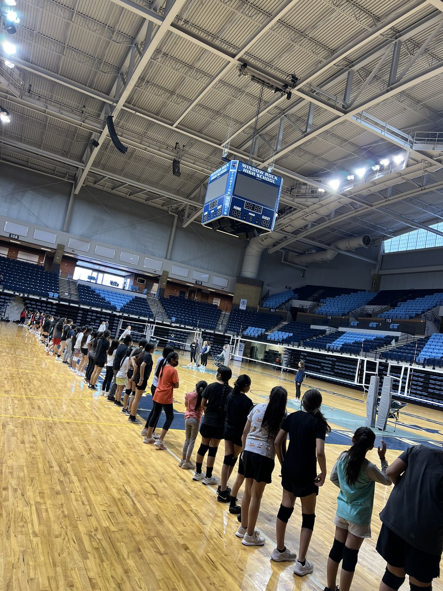 NAUVolleyball's tweet photo. Our program got to spend Saturday morning in Window Rock putting on a free clinic. This is what it’s all about! https://t.co/lTouPp88gg