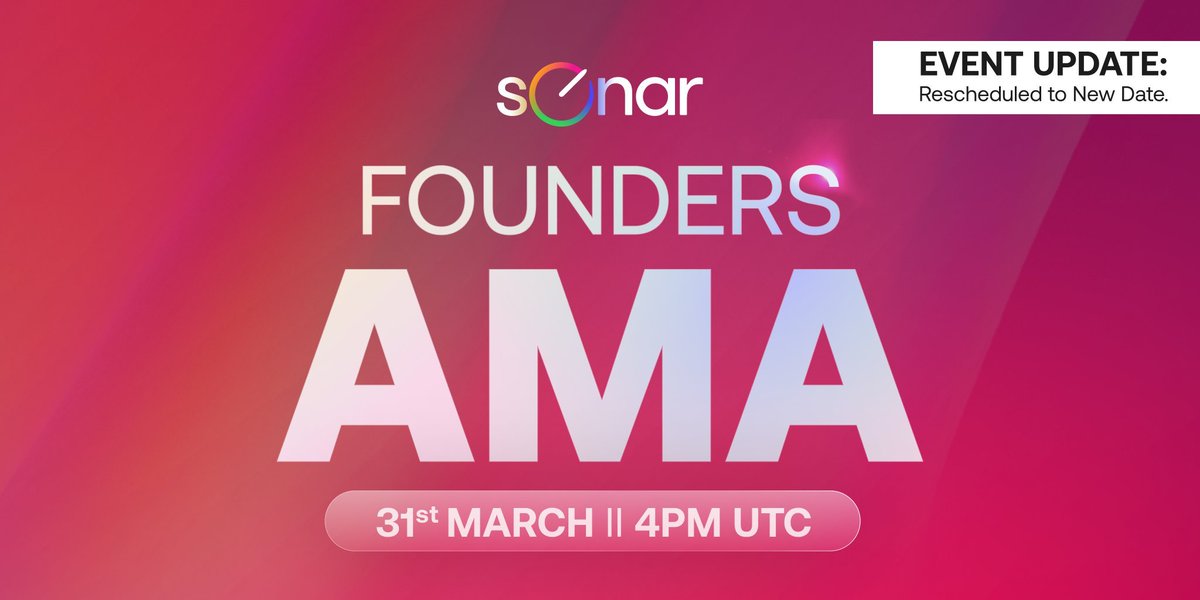Hey guys! 

There will be a @SonarPING_ Founders AMA on March 31 at 4pm UTC. Remember to join and meet the team, especially since this is the first AMA in a long time.

See you on Friday!

TG: t.me/sonar_official
