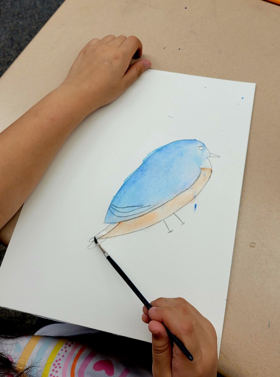 wesroom237's tweet photo. Has anyone seen a prettier bluebird?!  @WendellMagnetES Painting Club has spring fever! https://t.co/7X24jmrGxq