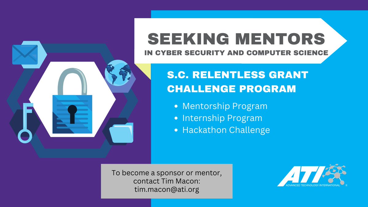 sccompetes's tweet image. @ATI_ORG  is searching for mentors for their HBCU Technology Apprenticeship Program. All Tech mentors are encouraged to reach out and apply. #SCCompetes #SCTech