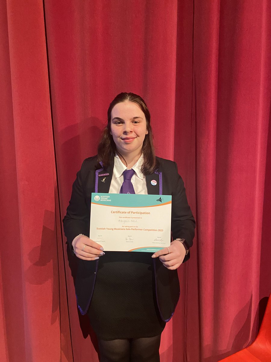 JYHSMusic's tweet photo. Well done Abi for a fantastic performance at last night’s West Lothian Scottish Young Musician final. https://t.co/P0WdtVXINc