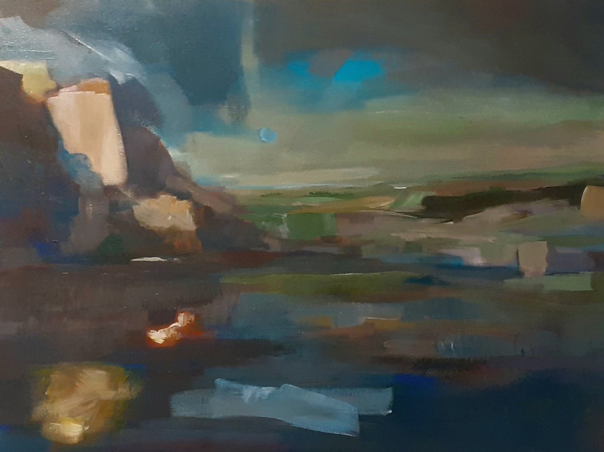 ArtyNewts's tweet photo. Lee Moor Quarry, #Dartmoor Been knocking the painting back, to remove the distraction of detail. WIP. Acrylic on canvas board. #devonlandscape #painting #wip #contemporaryart https://t.co/Rfywulc9G9
