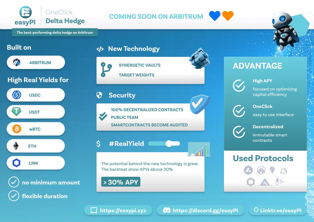 easyPI brings #RealYield to @arbitrum 

To give you a quick overview of easyPI, the team has put together a OnePager. 

easyPI will surprise everyone. 

🥧🥧   Don't be late   🥧🥧

➡️  Join our discord: discord.gg/easyPI

#Arbinauts #Arbitrum $ARB @arbitrum_intern…