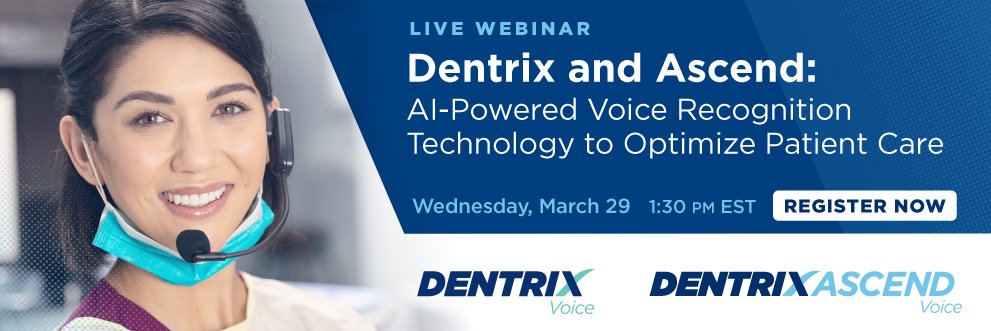Register now for our free webinar: Dentrix and Dentrix Ascend: AI-Powered Voice Recognition Technology to Optimize Patient Care.

Register Now: bit.ly/3YhjBNu

#webinar #dentalofficemanager #dentist