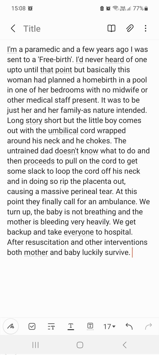 @HelenhCarr Medical intervention for good or bad keeps people alive. This is the story of my only involvement of a 'free birth'