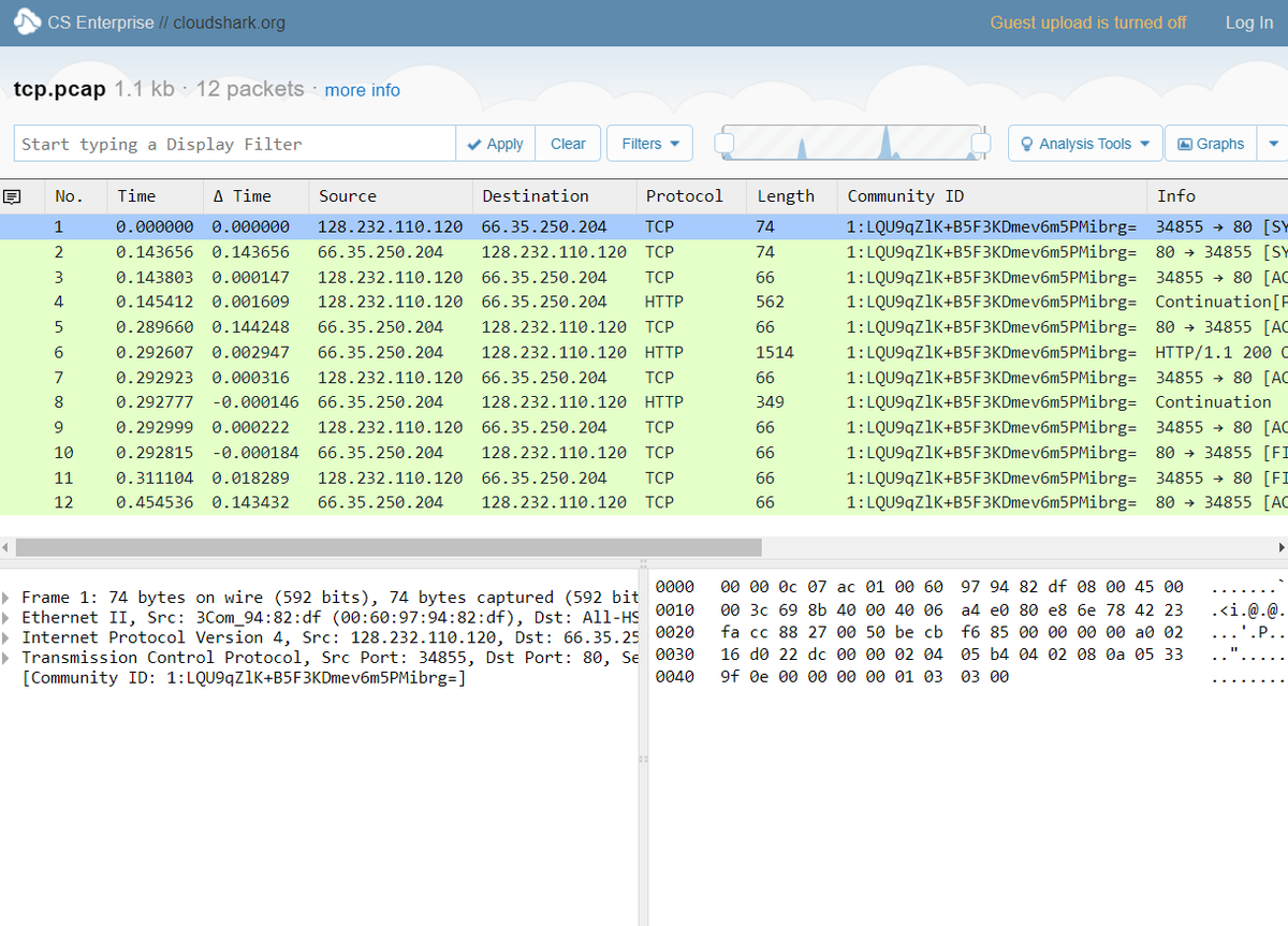 cloudshark's tweet photo. This collection of sample capture files highlights some of the new and updated protocol support included in CloudShark 3.10, including #QUIC, #DoH, #WPA3, JA3, #CommunityID, OPUS over #RTP, and #Wireguard.

https://t.co/uNziqawpQS https://t.co/LxRvEhP1vc
