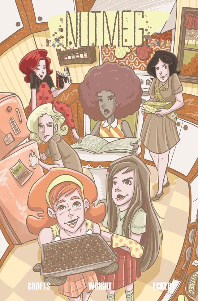 Hello! Did I miss #VisibleWomen by one day again? Yes! I’m Jackie, a comic artist &amp; illustrator mostly working on indies. I drew Nutmeg, have a story in the anthology You Died, &amp; am currently working on The 16MM Club!

✨jackiecrofts.com
✨Patreon.com/jackiecrofts