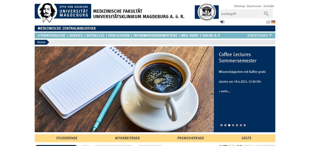 Ich freue mich! Worüber? 
#CoffeeLectures ☕️

10 - 15 minütige Informationsveranstaltungen zu verschiedenen Themen

           - Gratis Kaffee

Mittwochs, 12:30 Uhr in der medizinischen Zentralbibliothek der #OVGU im Sommersemester 2023. 
Wo:  Cafeteria Bibliothek, Haus 41 #FDM☕️