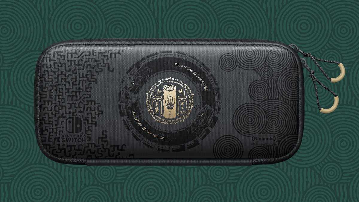 NintendoAmerica's tweet photo. A The Legend of Zelda: Tears of the Kingdom themed Nintendo Switch Pro Controller and Carrying Case will also launch alongside the game on May 12th. https://t.co/5MeIIwciYn