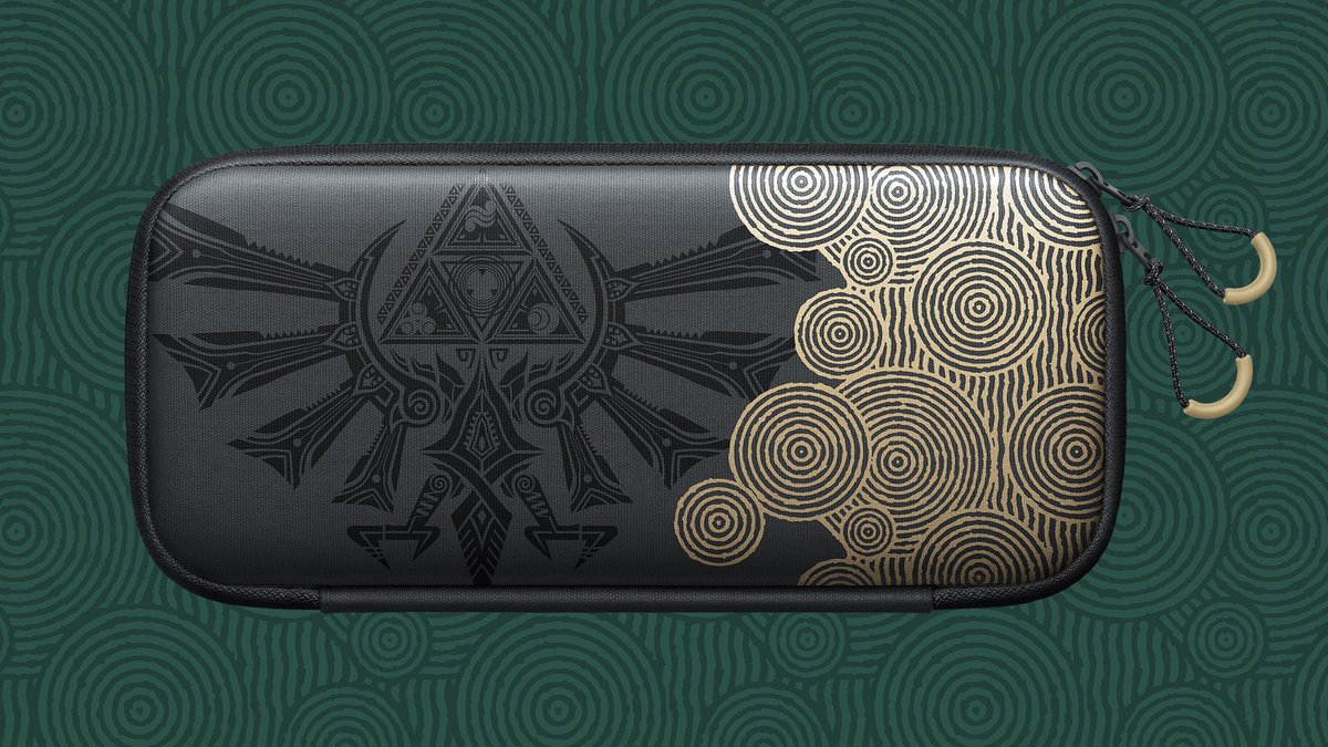NintendoAmerica's tweet photo. A The Legend of Zelda: Tears of the Kingdom themed Nintendo Switch Pro Controller and Carrying Case will also launch alongside the game on May 12th. https://t.co/5MeIIwciYn