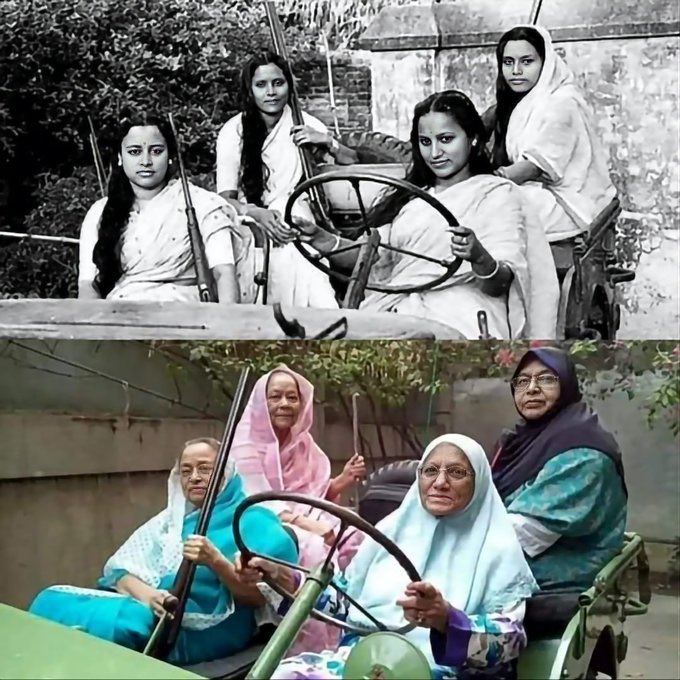 Apparently, the 1st photo is not of freedom fighters as viral tweets were claiming but just 4 Muslim ladies back in 1961 (in East Bengal now Bangladesh) having fun with guns in their house. Point to note is how the dressing was freer when these ladies were a part of Hindu…