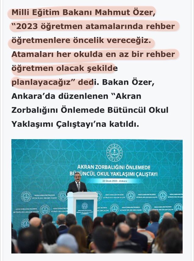 Her okula en az 1 psikolojik danışman/rehber öğretmen kararının resmiyete geçmesini ve Rehberlik Norm Kadro Yönetmeliği'nin bir an önce çağımız ihtiyaçları doğrultusunda düzenlenmesini bekliyoruz
<a href="/RTErdogan/">Recep Tayyip Erdoğan</a>
<a href="/prof_mahmutozer/">Mahmut Özer</a>
<a href="/tcmeb/">Millî Eğitim Bakanlığı</a> 
<a href="/mebpgm/">Personel Genel Müdürlüğü</a>

#BakanınSözüPDRnormu