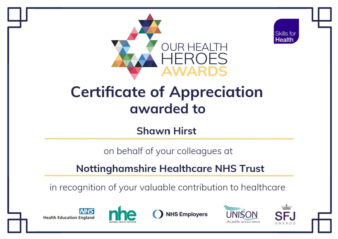 Nice gift to recieve for my Birthday! Proud to recieve this nomination from my colleagues for the #ourhealthheroesawards