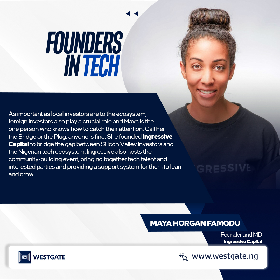 westgateng_'s tweet image. Maya Horgan Famodu 💻🌏

Today&apos;s edition of #foundersintech features Maya Horgan Famodu. The 32-year-old Nigerian-American entrepreneur is the founder of Ingressive, a firm that provides market entry, technology research, and market operations services for businesses. 

(1/3)