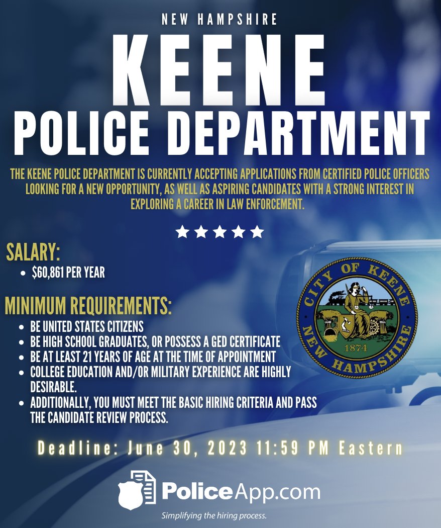 on Twitter "Keene, NH Police Department Hiring Police