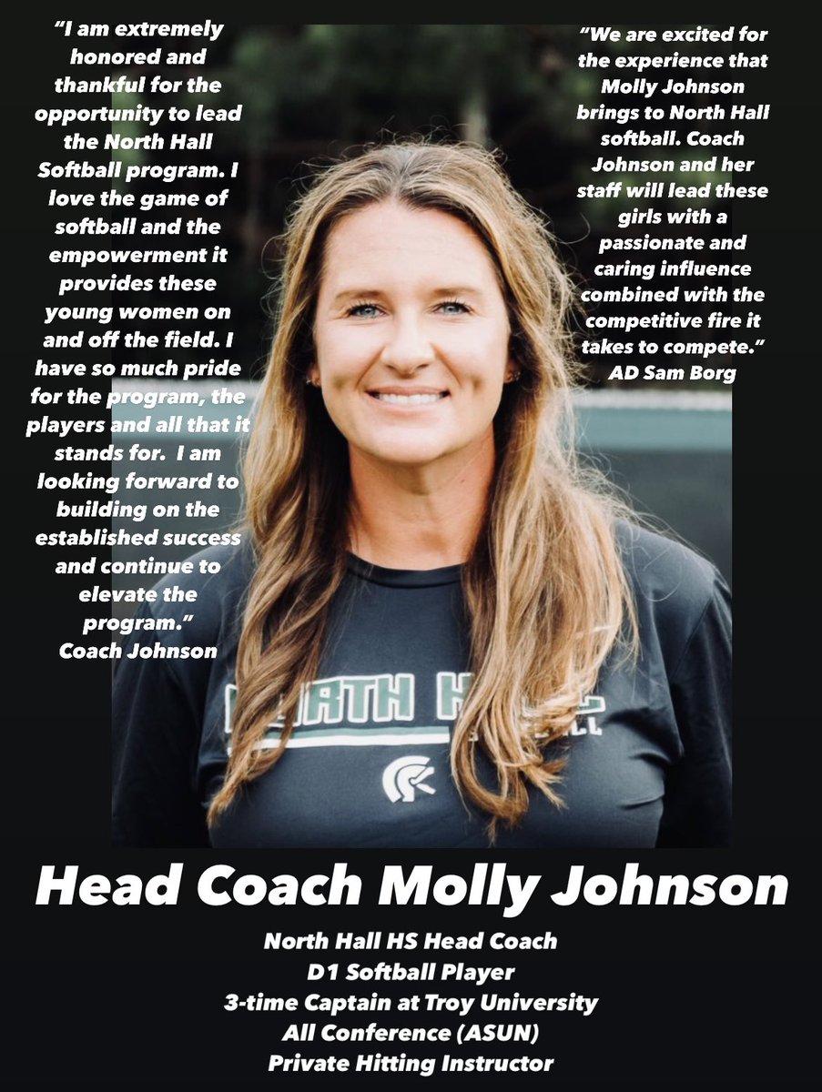 BREAKING:

Welcome and congrats to Coach Molly Johnson, our new Head Softball Coach!🥎

#Character #Passion #Together