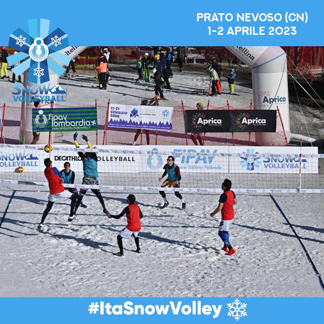 Federvolley's tweet photo. EMOZIONI AD ALTA QUOTA 🏔️
L'1 e 2 aprile il gran finale del Campionato Italiano Assoluto🇮🇹 di #SnowVolley
Iscrivi la tua squadra ➡️ snow@federvolley.it
#ItaSnowVolley ❄️ @Snowvolleyball | @SnowVolleyit https://t.co/TgAeC134yB