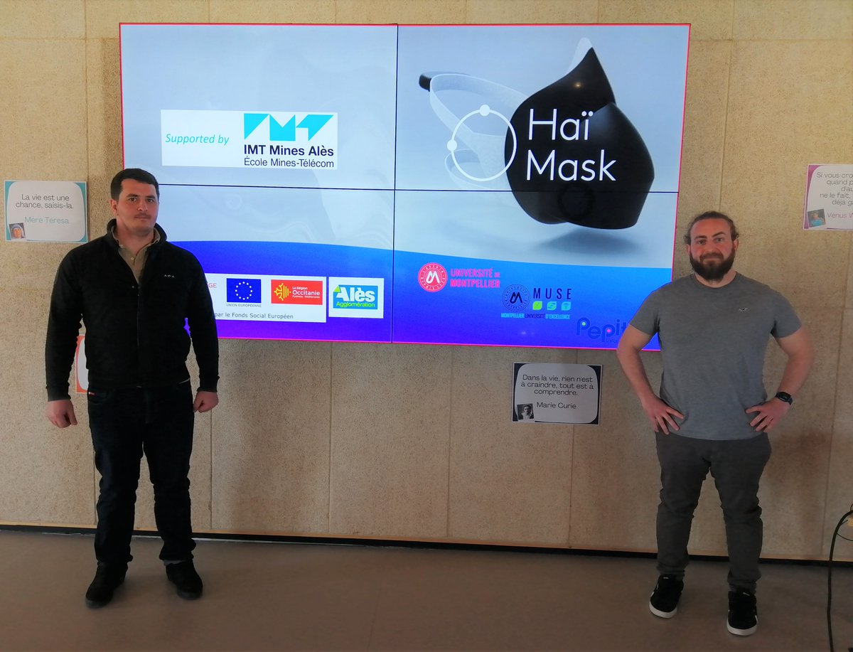 Ils intègrent l'incubateur <a href="/IMTMinesAles/">IMT Mines Alès</a> !🤗
Bienvenue à Gaëtan et Maxime qui portent le projet #HaïMask : un masque connecté qui permet aux sportifs de mesurer et améliorer leurs performances
<a href="/EuroMov/">EuroMovDigitalHealthMotion @euromovdhm.bsky.social</a> @pepite_lr