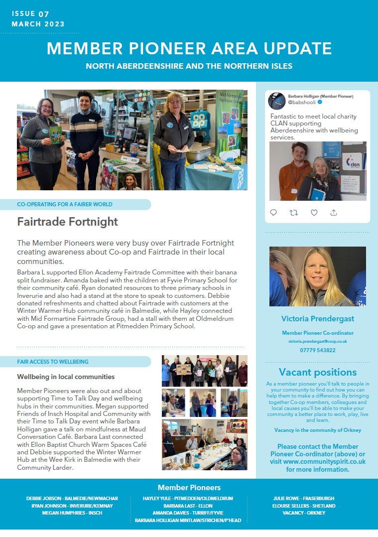 VickyPren's tweet image. Delighted to share with you our latest North #Aberdeenshire #Orkney #Shetland @coopuk Member Pioneer Newsletter @Tom_MPM  
@MeganHumphrie10 @ryananderson_81 
@mylesmacd01 @maria_dryburgh #ItsWhatWeDo