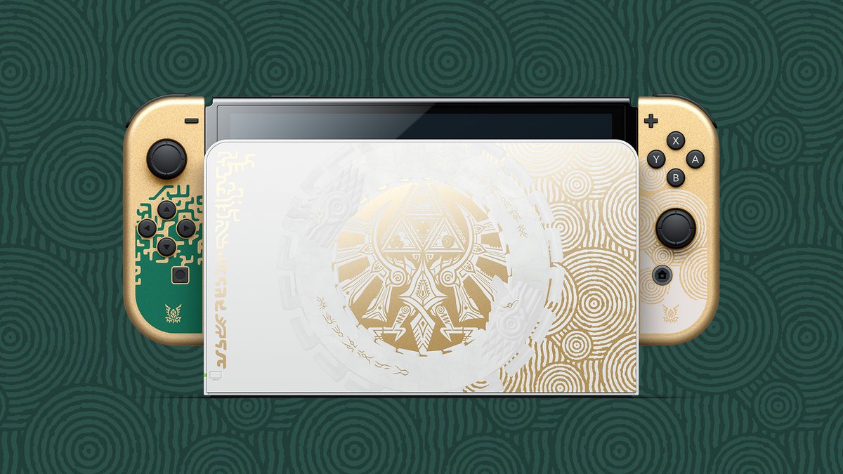 NintendoAUNZ's tweet photo. Prepare for the epic quest ahead with this #NintendoSwitch – OLED Model The Legend of #Zelda: #TearsOfTheKingdom Edition, launching 12/05. https://t.co/InyaFI0PpU