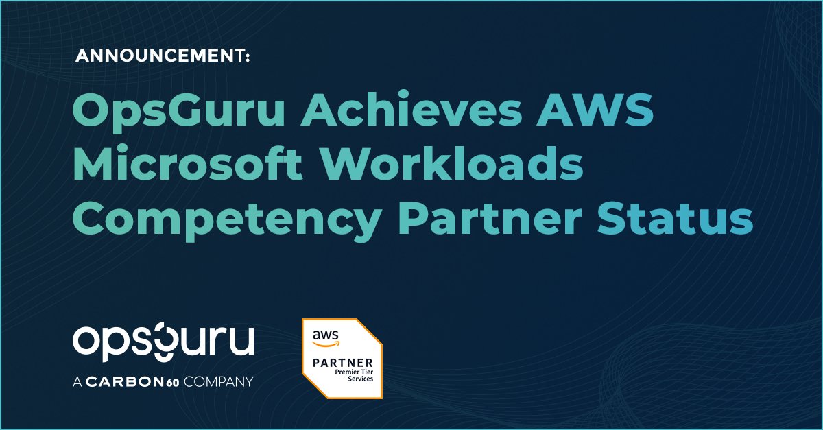 OpsGuruTeam's tweet photo. Excited to announce our #AWS Microsoft Workloads Competency status! This designation recognizes that OpsGuru provides deep expertise to help customers design, migrate, deploy, & manage Microsoft-based applications on AWS. https://t.co/KehClxpGQP #APNProud #awscloud #awscompetency https://t.co/Hq66y1Mp7E
