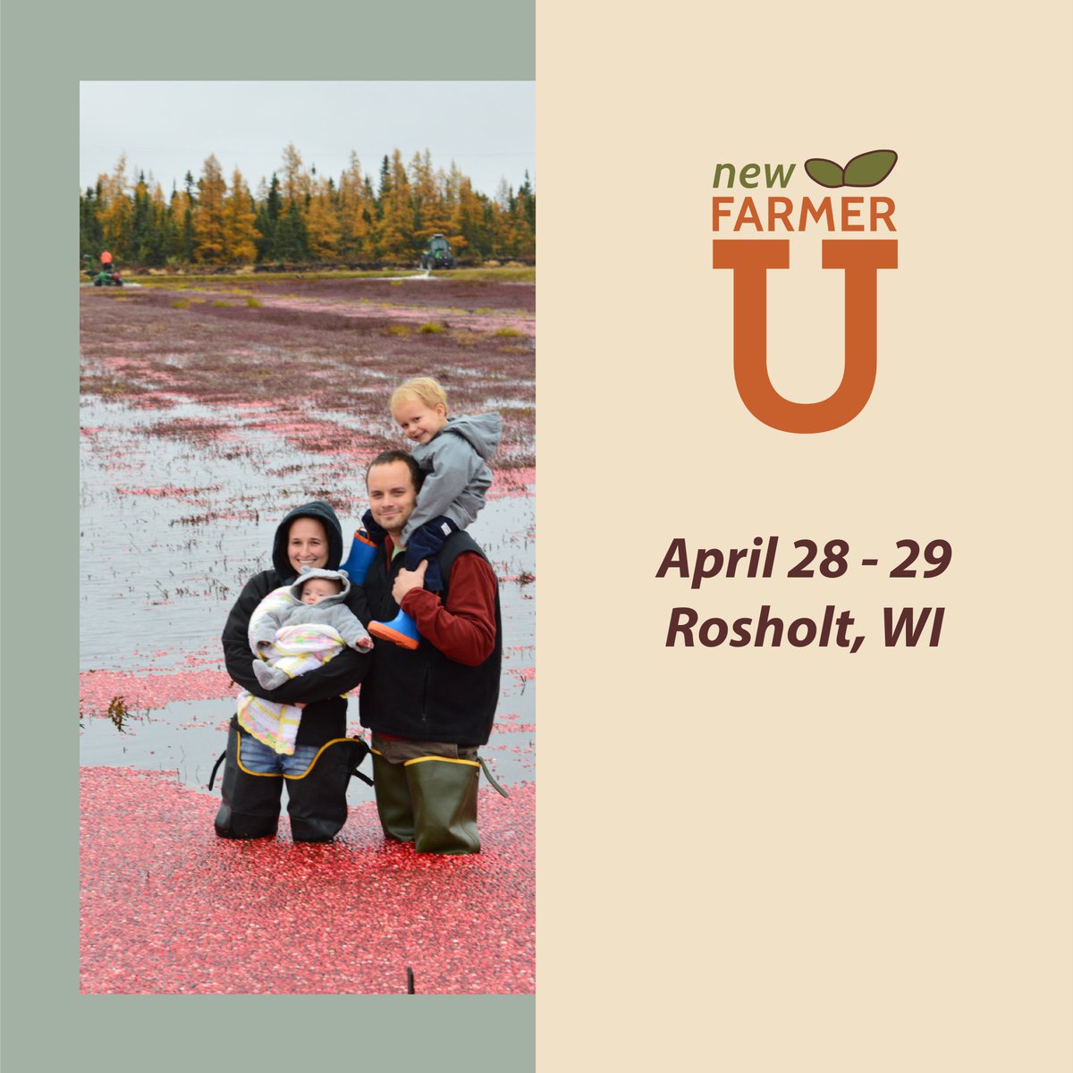 📣 Date change alert!

New Farmer U with <a href="/marbleseedorg/">Marbleseed</a> and 
<a href="/wifarmersunion/">WI Farmers Union</a> is now April 28 - 29 in Rosholt, WI. 

Attend workshops from farm financial wellness to business management.

Register &amp; apply for a scholarship here: buff.ly/3B77pVT