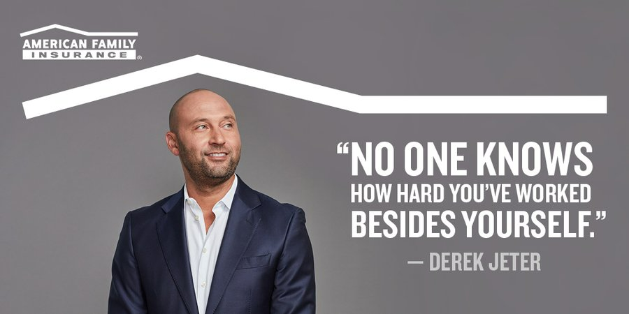 AMFAM_Brian's tweet photo. While Derek Jeter shines in the limelight, the hard work getting to where he is today happens when no one is watching. Get inspiration for your dreams from @AmFam's Brand Ambassador. #iWork4AmFam https://t.co/BKsvFlo1Dv https://t.co/mHSZD0TEB7