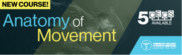 BREAKING, NEW COURSE: ANATOMY OF MOVEMENT (5 CECs)  |  This interactive course (~100 videos, ~80 interactives) covers joint movement &amp; breaks down various exercises into their component parts to provide a strong foundation for the anatomy of movement.  
members.acsm.org/ItemDetail?iPr…