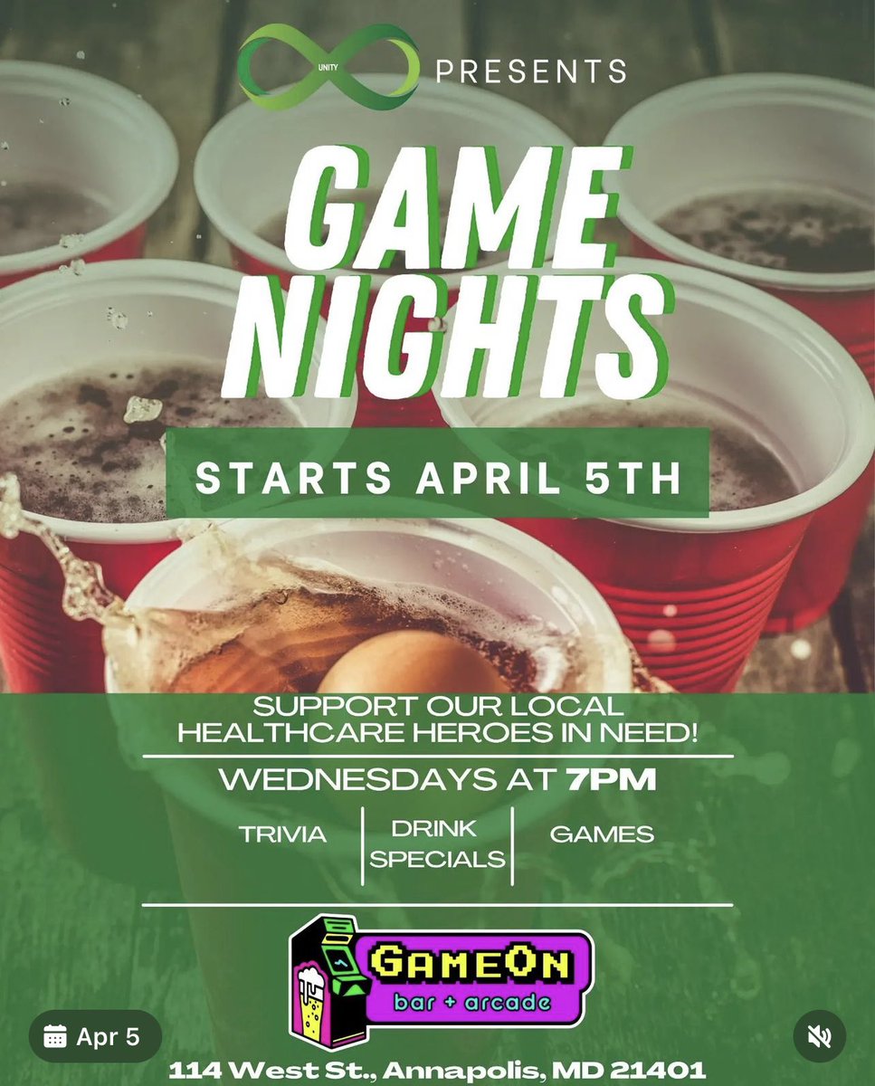 UnityBandsOrg's tweet image. We hope to see you April 5th, 7PM for Trivia Night at GameOn+BarArcade; a fundraiser for your local healthcare heroes in need. 
#gamenight #trivia #publichealth