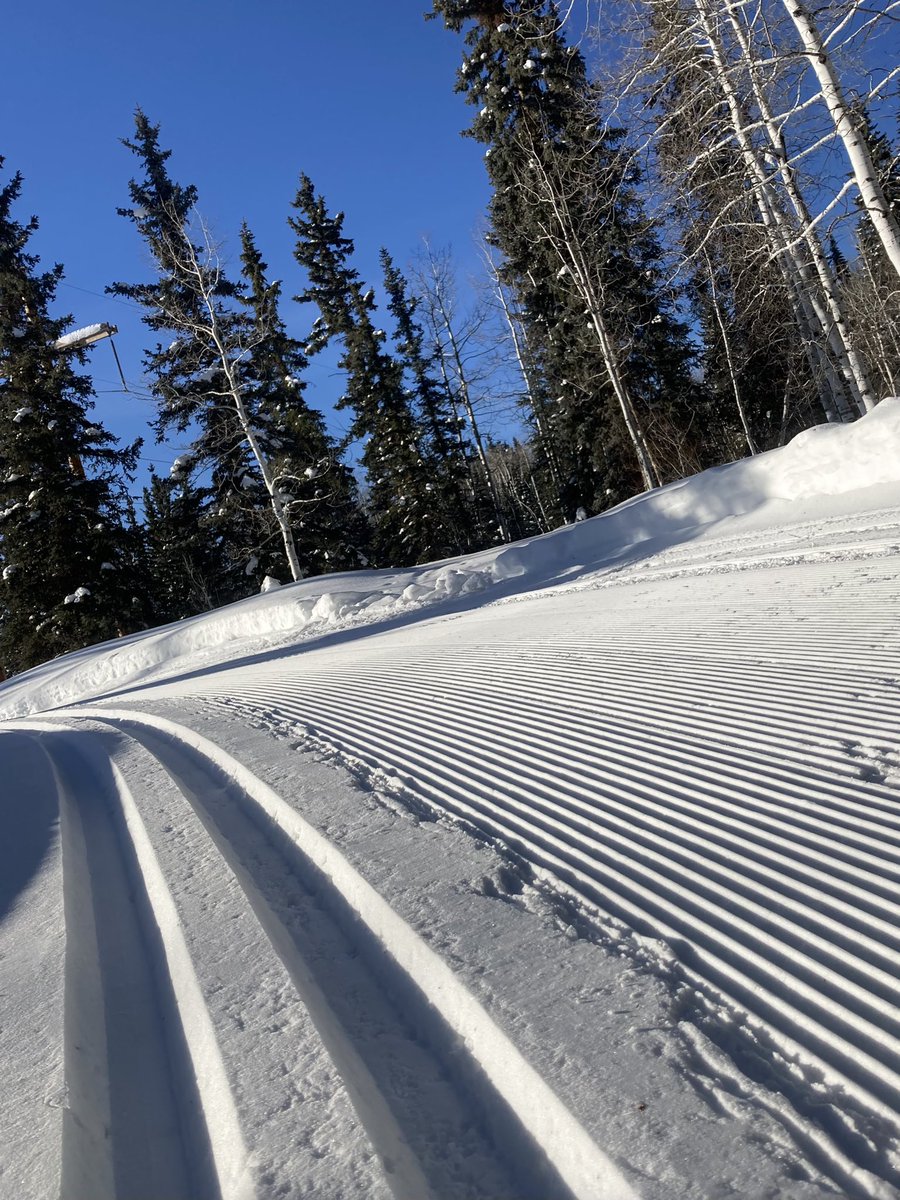 Pics of the morning. We got what you want, blue skies and corduroy